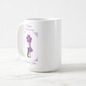 Eleganter Lila Happy Anniversary Personalized Mug Kaffeetasse (Vorderseite Links)