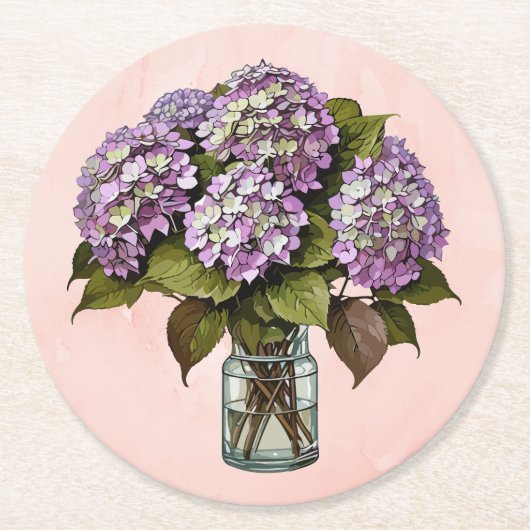 Eleganter Lila Hydrangea Blume Paper Untersetzer (Vorderseite)