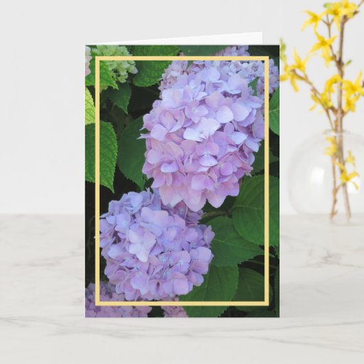 Eleganter Lila Hydrangeas-Blume Karte (Gelbe Blume)