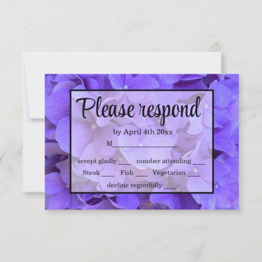 Eleganter lila Hydrangeas Lavender UAWG RSVP Karte (Vorderseite)