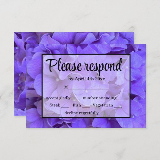 Eleganter lila Hydrangeas Lavender UAWG RSVP Karte (Vorne/Hinten)