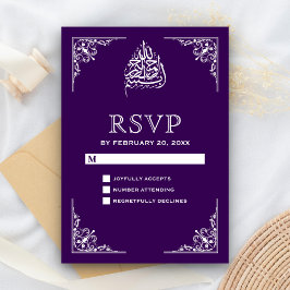 Eleganter Lila islamischer Hochzeitstag RSVP Karte
