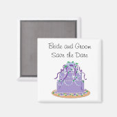 Eleganter Lila Kuchen Save the Date Magnet (Vorderseite/Rückseite)