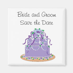 Eleganter Lila Kuchen Save the Date Magnet