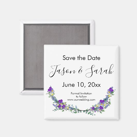 Eleganter lila Lavateur SAVE THE DATE Magnet (Vorderseite/Rückseite)
