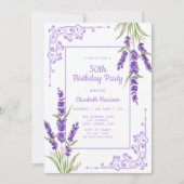 Eleganter Lila Lavendel Antike Rahmen Geburtstag Einladung (Vorderseite)