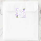 Eleganter Lila Lavendel Antike Rahmen Geburtstag Quadratischer Aufkleber (Tasche)