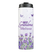 Eleganter Lila Lavendel Beste Oma mit Namen Thermosbecher (Vorderseite)