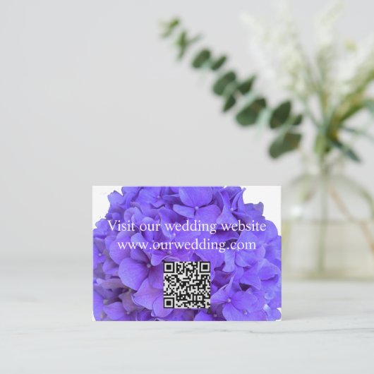Eleganter lila Lavendel Blumenhydrangea QR Begleitkarte (Stehend Vorderseite)