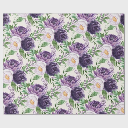 Eleganter Lila Lavendel Blütengrün Botanisch Geschenkpapier (Flach)