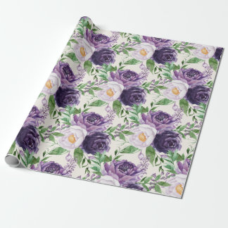 Eleganter Lila Lavendel Blütengrün Botanisch Geschenkpapier