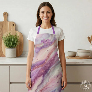 Eleganter Lila Lavendel-Marmor mit Glitzer-Venen Schürze