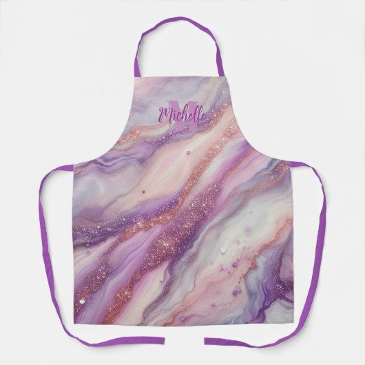 Eleganter Lila Lavendel-Marmor mit Glitzer-Venen Schürze (Vorderseite)