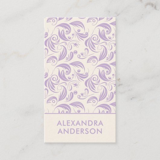 Eleganter Lila Lavendel-Muster QR-Code Visitenkarte (Vorderseite)