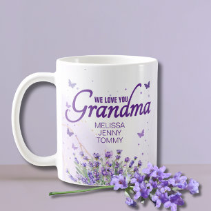 Eleganter Lila Lavendel Wir lieben dich Oma Kaffeetasse
