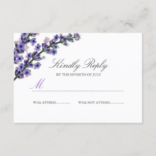 Eleganter Lila Lavender Wedding RSVP Karte