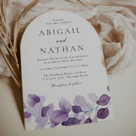 Eleganter Lila Leaf Wedding Arch Einladung