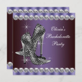 Eleganter Lila Leopard-Junggeselinnen-Abschied Einladung (Vorne/Hinten)