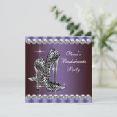 Eleganter Lila Leopard-Junggeselinnen-Abschied Einladung (Stehend Vorderseite)