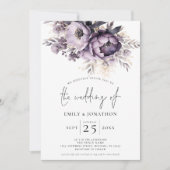 Eleganter Lila Lilac Florals QR Code Wedding Einladung (Vorderseite)