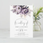 Eleganter Lila Lilac Florals QR Code Wedding Einladung (Stehend Vorderseite)