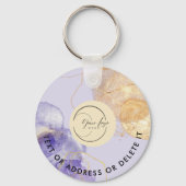 Eleganter Lila Logos und QR Code Company Schlüssel Schlüsselanhänger (Vorderseite)