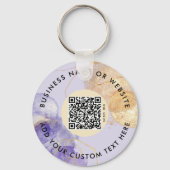 Eleganter Lila Logos und QR Code Company Schlüssel Schlüsselanhänger (Rückseite)