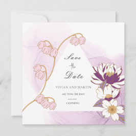Eleganter Lila Lotus Save the Date Einladung