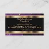 Eleganter Lila Marmor und Gold Visitenkarte (Rückseite)