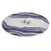Eleganter Lila Marmorboden Agate Mit Monogramm Schneidebrett (Ecke)