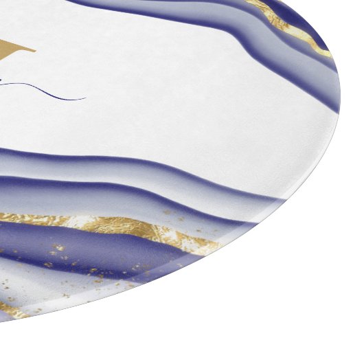 Eleganter Lila Marmorboden Agate Mit Monogramm Schneidebrett (Ecke)