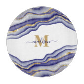 Eleganter Lila Marmorboden Agate Mit Monogramm Schneidebrett (Vorderseite)