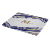 Eleganter Lila Marmorboden Agate Mit Monogramm Schneidebrett (Ecke)