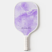 Eleganter Lila Marmorname Mit Monogramm Player Pickleball Schläger (Vorderseite)