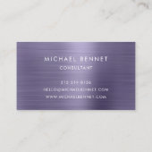 Eleganter Lila Monogram-Berater Visitenkarte (Rückseite)