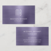 Eleganter Lila Monogram-Berater Visitenkarte (Vorne/Hinten)