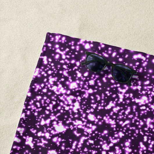 Eleganter Lila Monogram Script Stilvoller Glitzer Strandtuch (Beispiel)