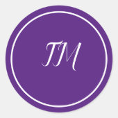 Eleganter Lila Monogramm Klassischer Round-Stick Runder Aufkleber (Vorderseite)