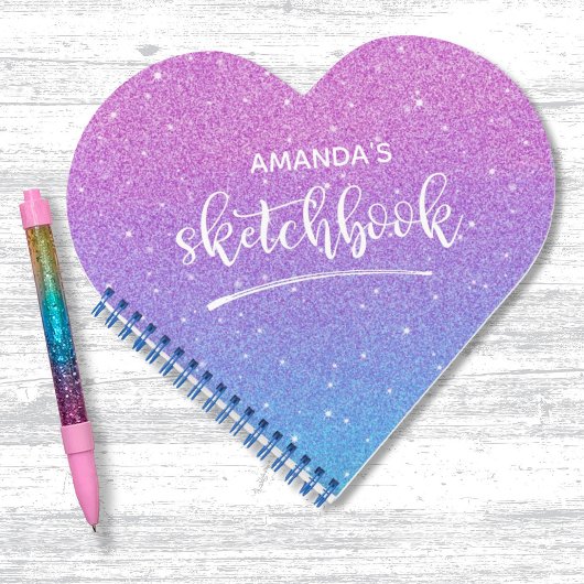 Eleganter, lila Obre Glitzer Sketchbook Notizblock