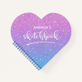 Eleganter, lila Obre Glitzer Sketchbook Notizblock (Vorderseite)