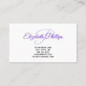 Eleganter Lila Pastel Event Planner Beruflich Visitenkarte (Rückseite)