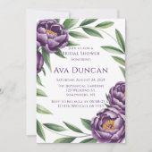 Eleganter Lila Peonies Junggeselinnen-Abschied Einladung (Vorderseite)