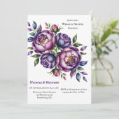 Eleganter Lila Polterabend und Magenta Peony Einladung (Stehend Vorderseite)