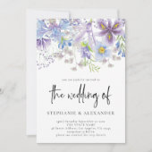 Eleganter Lila QR-Code Hochzeit Einladung (Vorderseite)