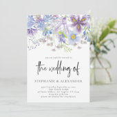 Eleganter Lila QR-Code Hochzeit Einladung (Stehend Vorderseite)