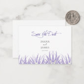 Eleganter Lila QR-Code Save the Date Mitteilungskarte (Vorderseite/Rückseite Beispiel)