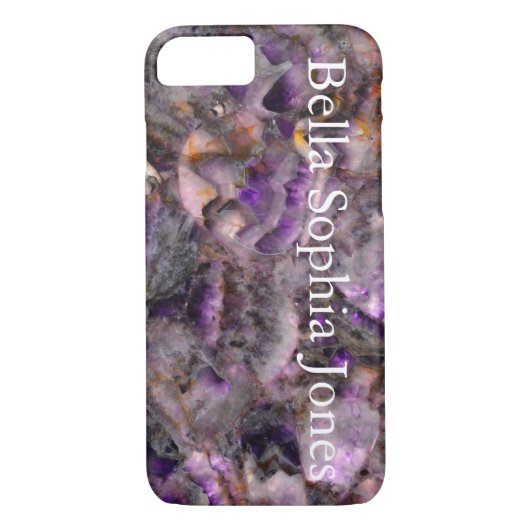 Eleganter Lila Quarzmarmor mit Monogramm Case-Mate iPhone Hülle (Rückseite)