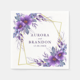 Eleganter Lila Rahmen mit geometrischer Form Serviette