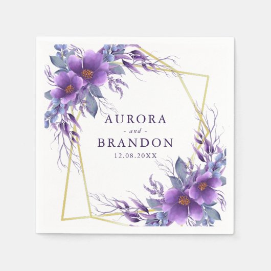 Eleganter Lila Rahmen mit geometrischer Form Serviette (Vorderseite)