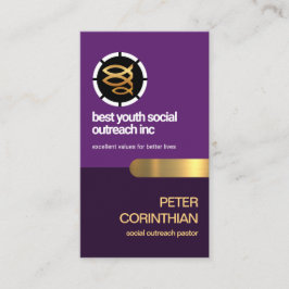 Eleganter Lila religiöser Ichthus-Fischpastor Visitenkarte